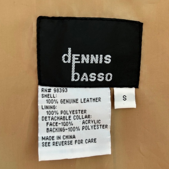 VTG 90s Suede Jacket Dennis Basso 100% Leather Tan Detachable Fur Collar Sz S - Picture 5 of 5